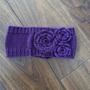[J Crew] Deep Purple Knit Headband with Floral Detail